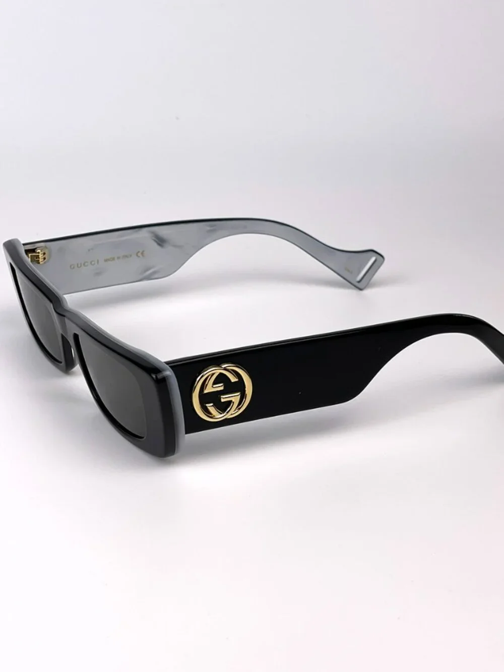 GUCCI GG0516S 001 BLACK/SILVER FLASH TINY RECTANGLE SUNGLASSES
